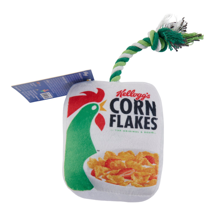 Corn Flakes Squeaky Dog Toy with Rope