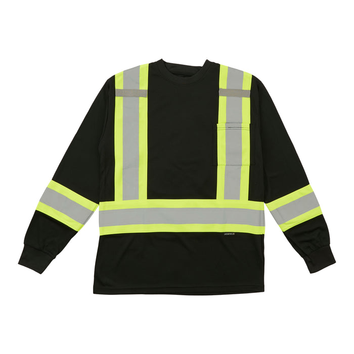 Jackfield Men's Black HIVIS Long Sleeve Work T-Shirt
