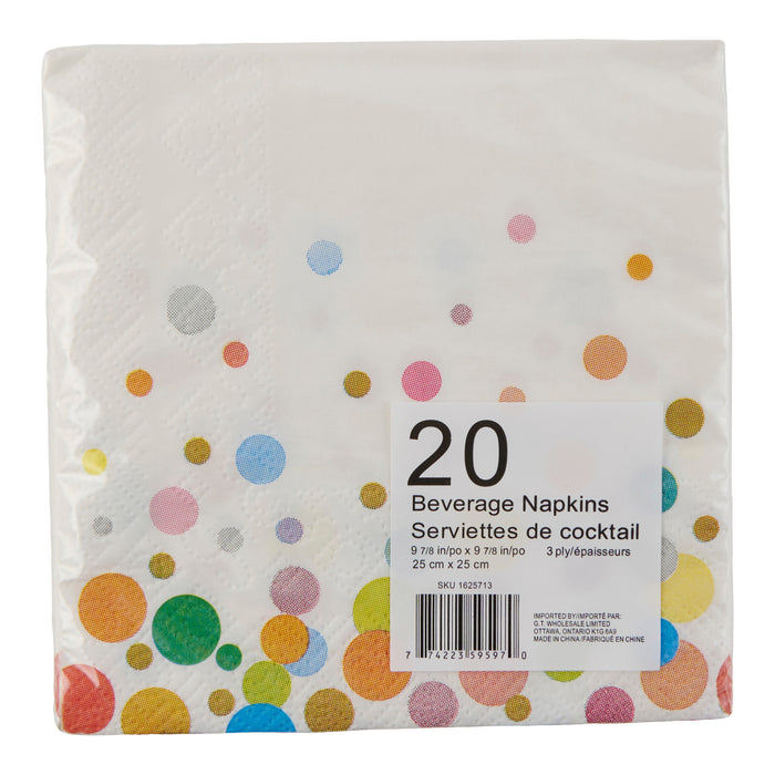 Summer Printed Beverage Napkins, 20-Pack