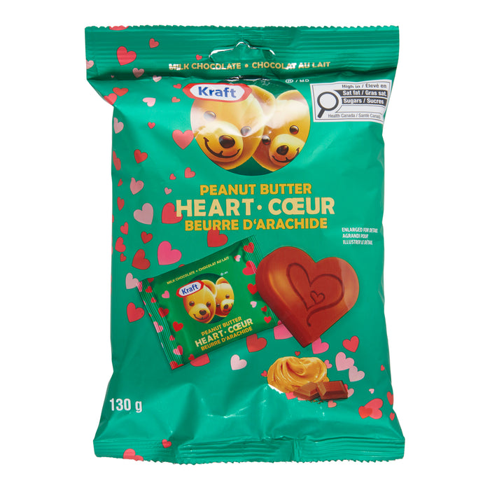 Cœurs au chocolat et au beurre d’arachide Kraft, 130 g