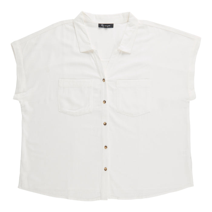 lily morgan Women's Plus Linen Blend Blouse