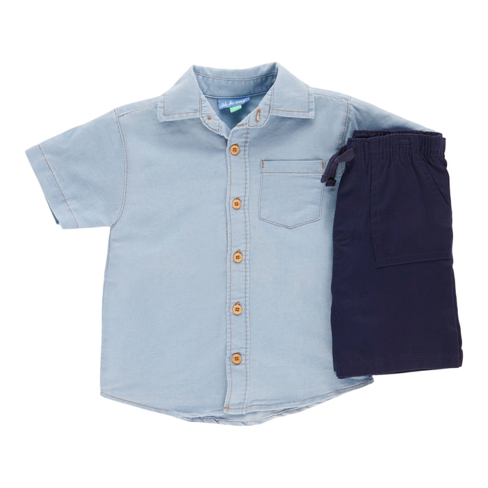 Ensemble en denim avec haut à manches courtes pour tout-petits, 2 pièces