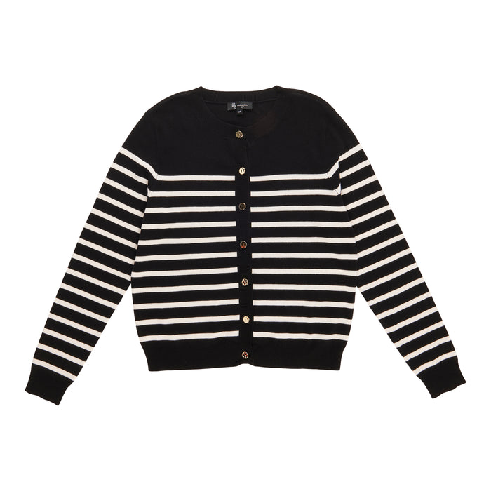 lily morgan Women's Striped Fine Gauge Knit Cardigan