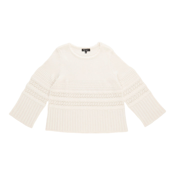 lily morgan Women's Pointelle Hem Pullover Sweater