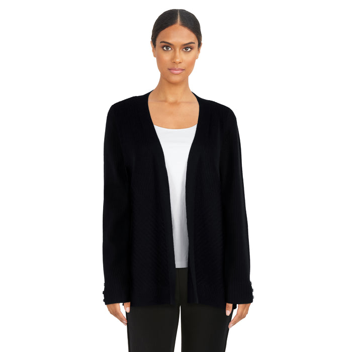 lily morgan Women's Solid Ribbed Cardigan