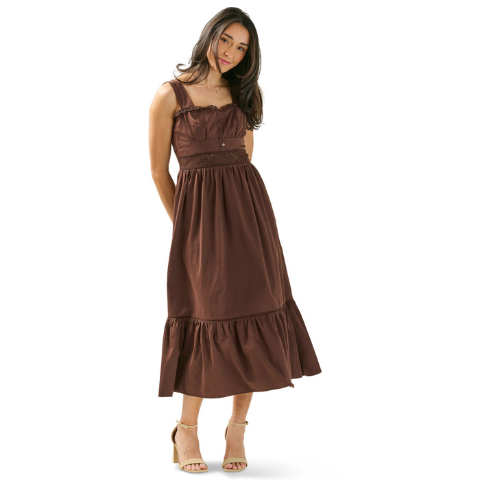 llily morgan Women's Lace Trim Midi Dress
