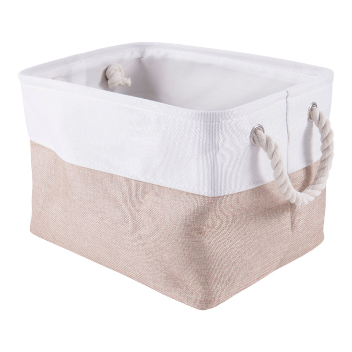Fourre-tout d'aspect lin avec poignées en corde HomeStyles, 13,5 po x 10 po x 9 po