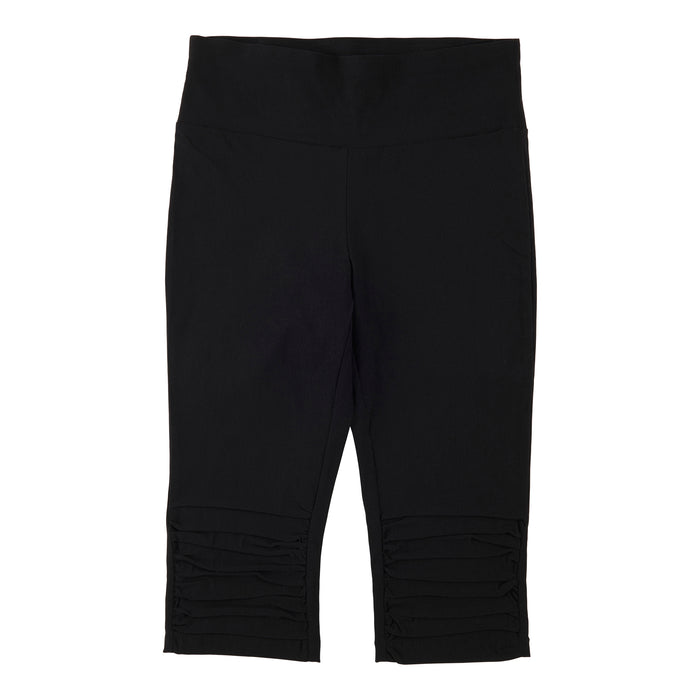lily morgan Women's Solid Ruched Knee Capris