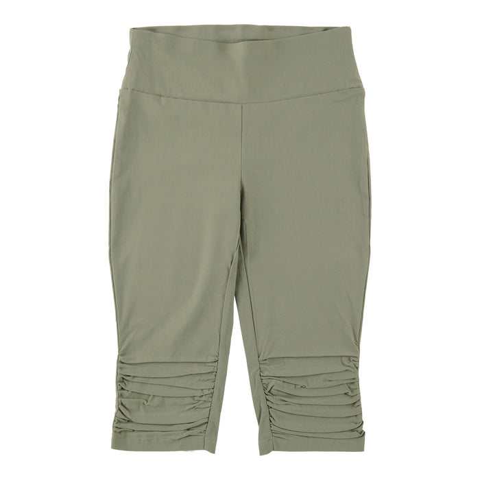 lily morgan Women's Solid Ruched Knee Capris