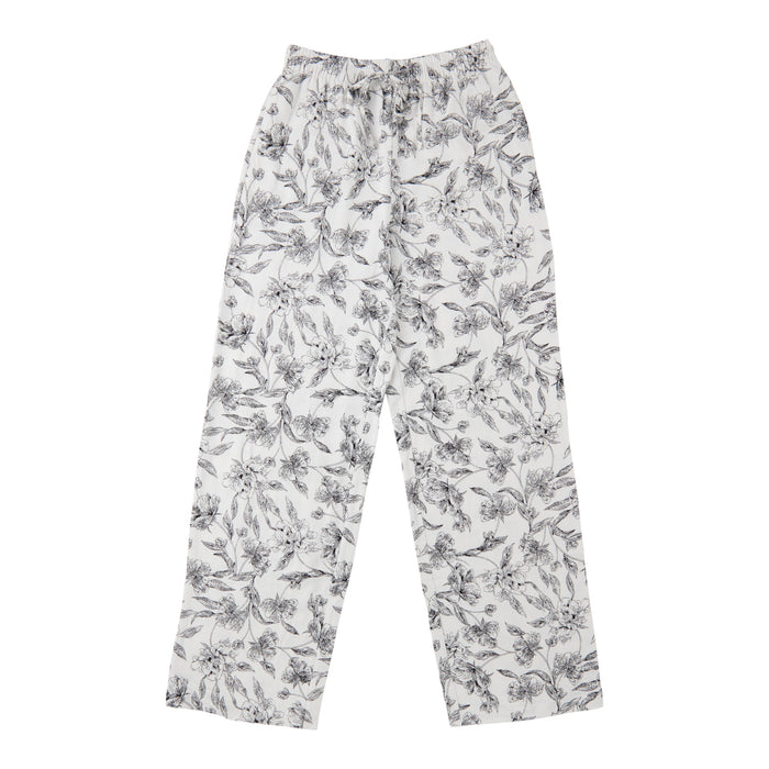 Pantalon imprimé en mélange de lin à jambe large lily morgan pour femmes