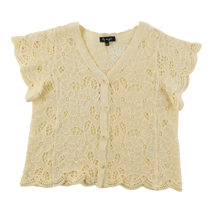 lily morgan Women's Floral Crochet Cardigan