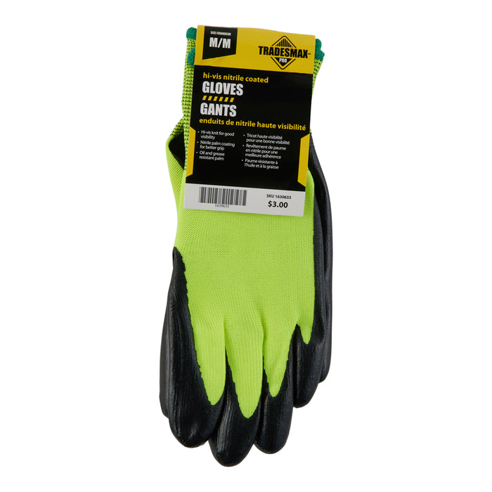 Tradesmax Pro Men's HIVIS Nitrile Dipped Gloves
