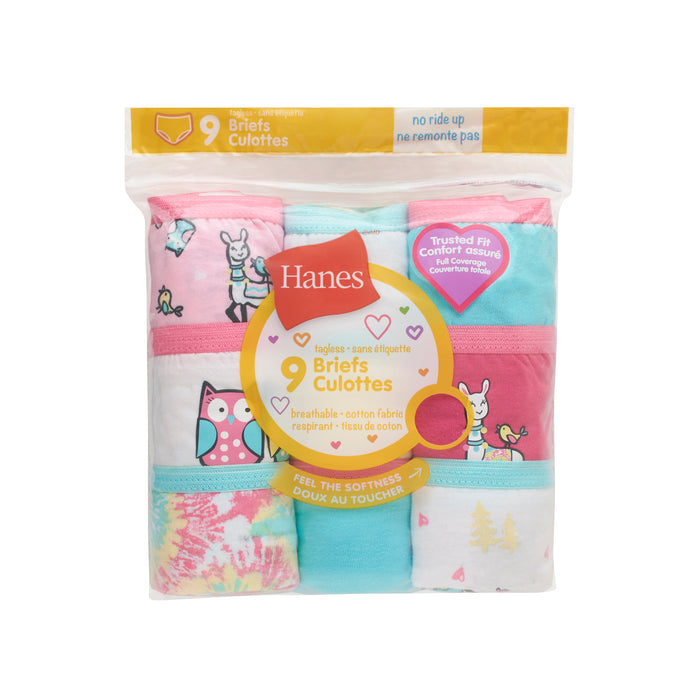 Hanes Girls' Cotton Briefs, 9-Pack