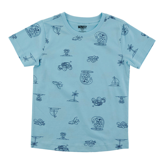 MONKEY BARS Toddler Boys' Beach Party Printed Short Sleeve T-Shirt