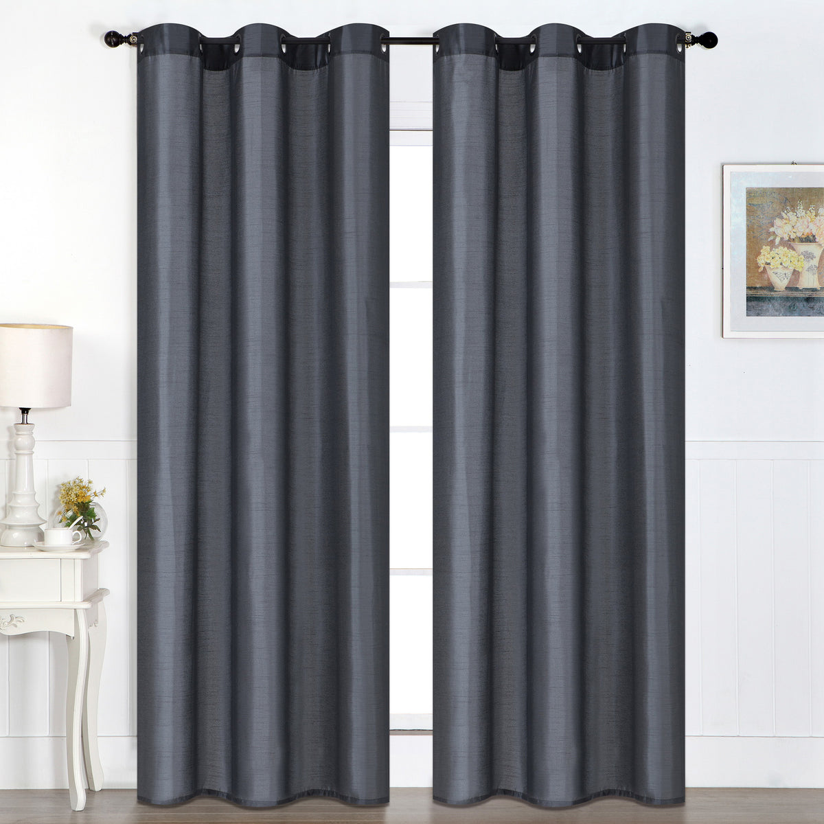 HomeStyles Faux Silk Curtain with Grommets, Assorted, 54-in x 84-in ...