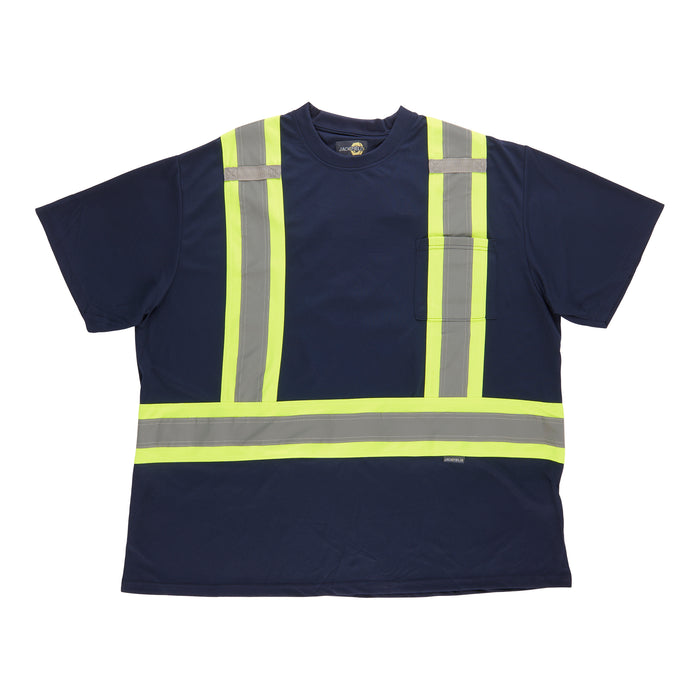 T-shirt de travail à manches courtes haute visibilité taille forte Jackfield pour hommes, bleu marine