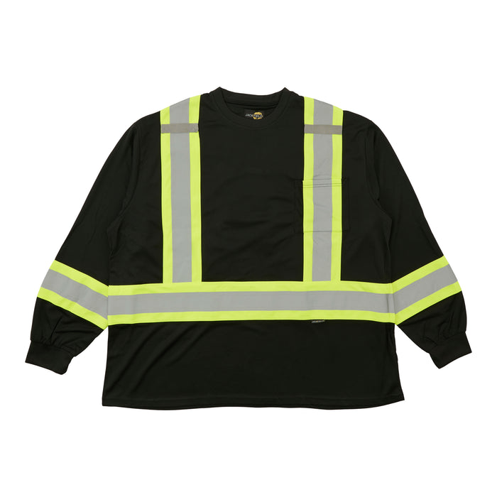 Jackfield Big Guy Black HIVIS Long Sleeve Work T-Shirt