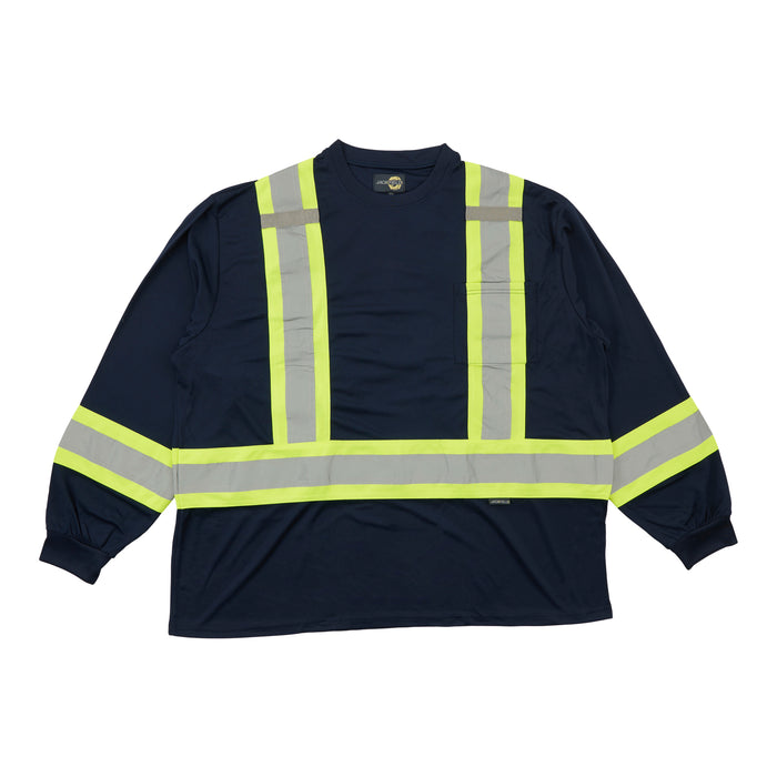 Jackfield Big Guy Navy HIVIS Long Sleeve Work T-Shirt