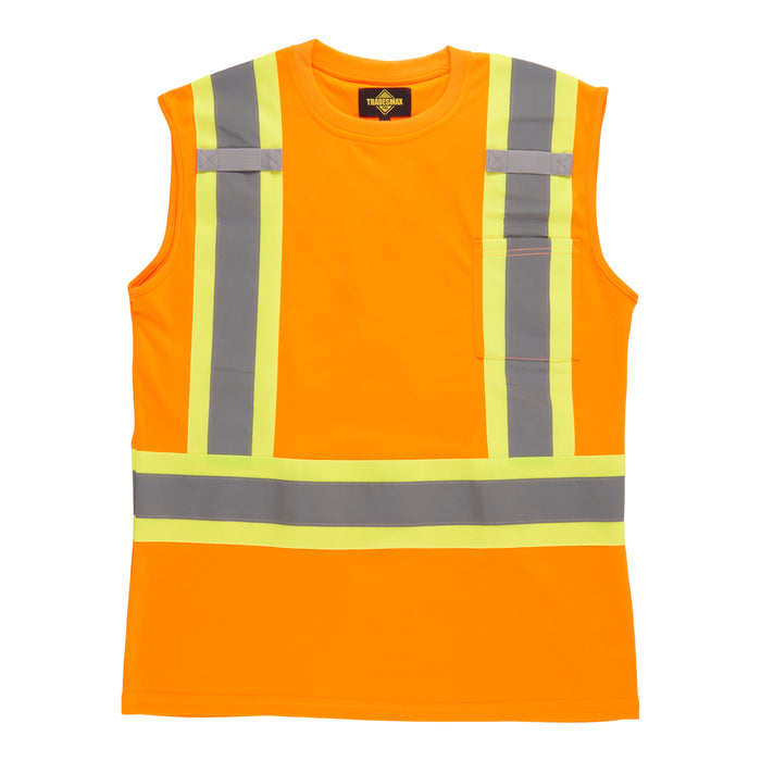 Tradesmax Pro Men's Orange HIVIS Sleeveless T-Shirt