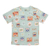 T-shirt imprimé à manches courtes Vagues fraîches SURVIVAL GEAR pour garçons