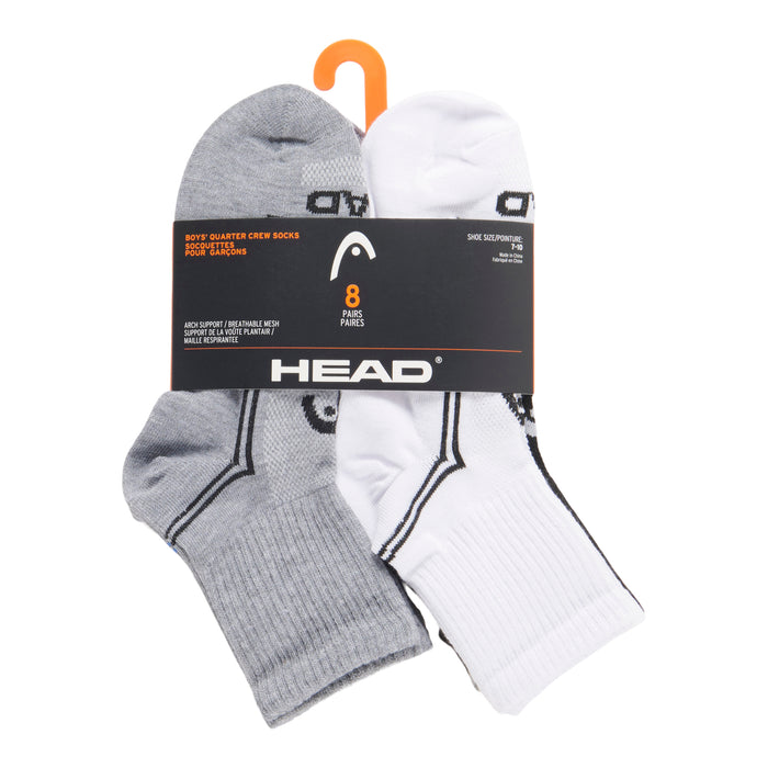 HEAD Boys' Quarter Crew Socks, 8-Pack