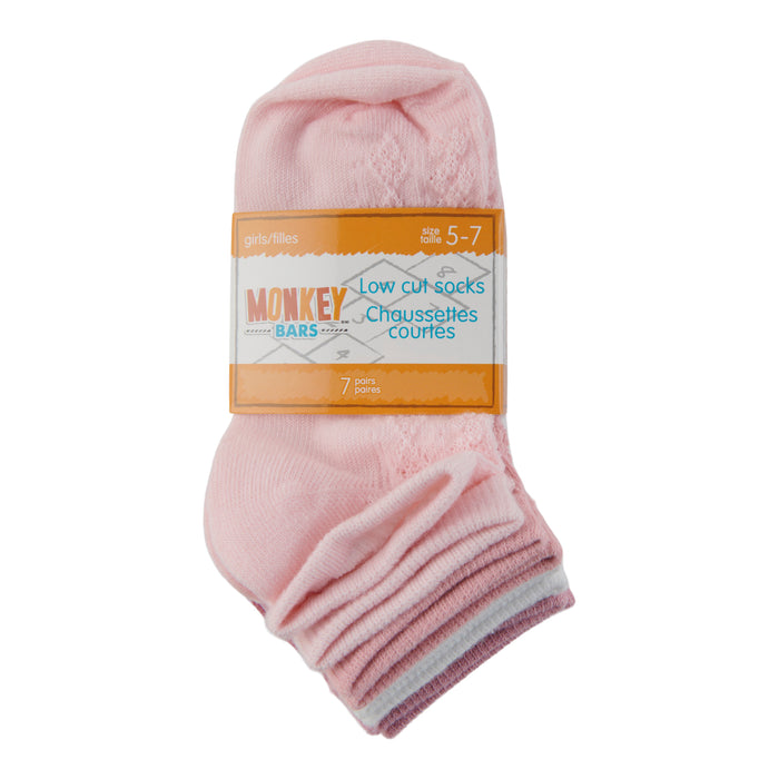 BELLA & BIRDIE Girls' Low Cut Socks, 7-Pack