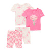 Pyjama imprimé à manches courtes pour toutes-petites, 4 pièces