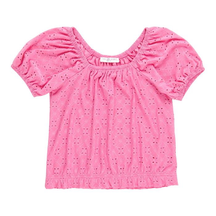 Girls' Short Sleeve Eyelet Top