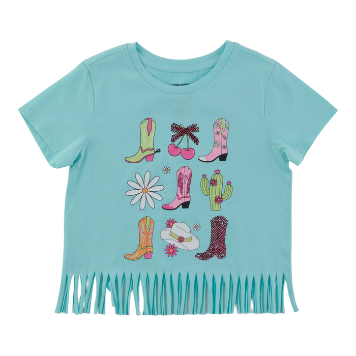 MONKEY BARS Toddler Girls' Pool Party Short Sleeve Fringe Top