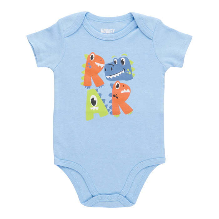 MONKEY BARS Infant Boys' Cool Waves Printed Short Sleeve Onesie, English, 0-24 Month