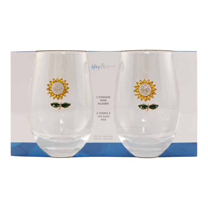 Jewelled Stemless Wine Glasses, 2 Pack