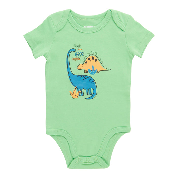 MONKEY BARS Infant Unisex Printed Short Sleeve Onesie, French, 0-24 Month