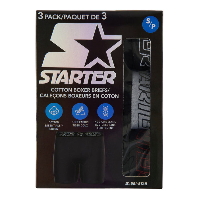 Starter Men's Cotton Boxer Briefs, 3-Pack