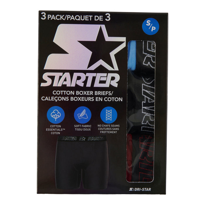 Starter Men's Cotton Boxer Briefs, 3-Pack