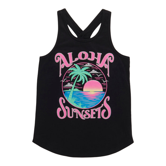 BELLA & BIRDIE Girls' Pool Party Printed Knot-Back Tank Top