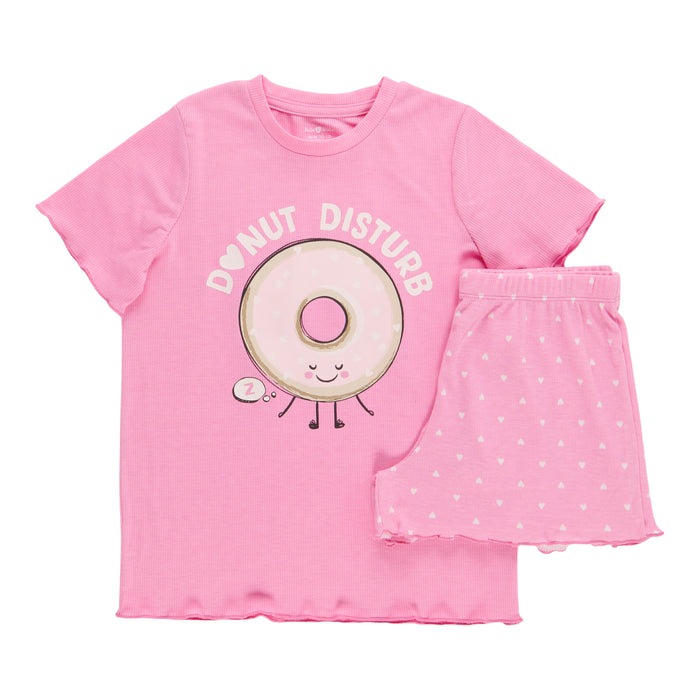 Pyjama côtelé imprimé à manches courtes BELLA & BIRDIE pour filles, 2 pièces