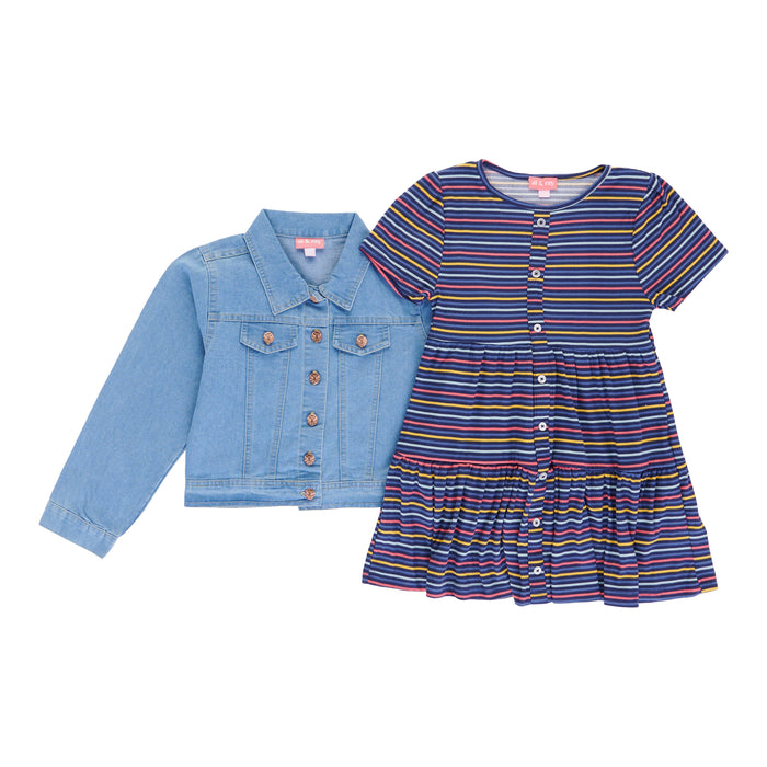 Toddler Girls' Long Sleeve Denim Jacket and Dress Set, 2-Piece