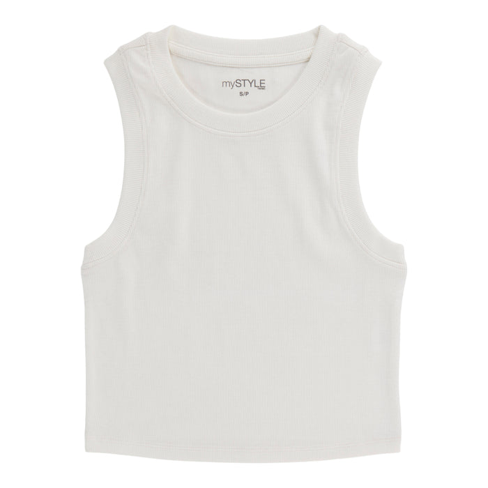 mySTYLE Women's Cropped Ribbed Tank Top