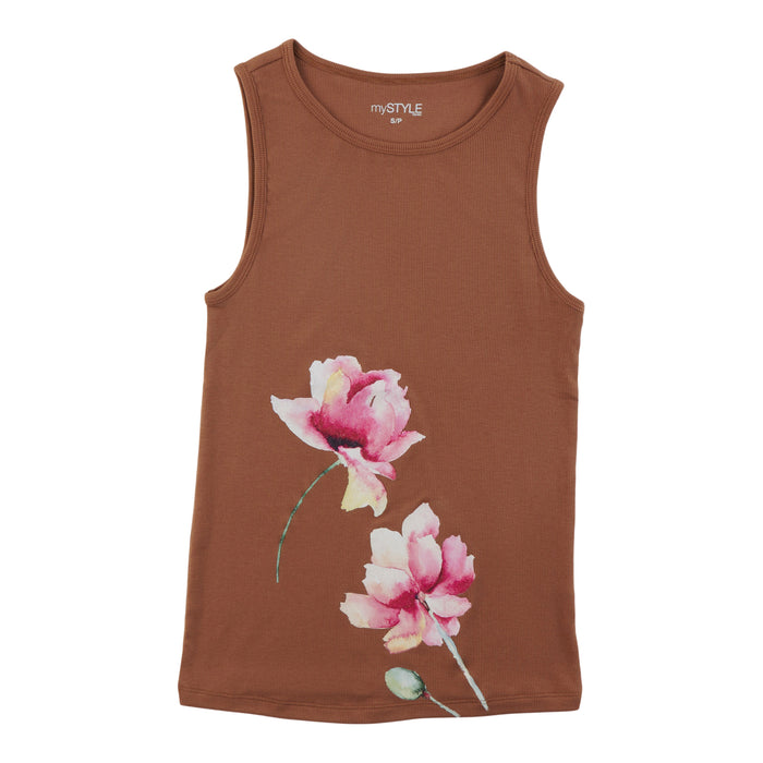 mySTYLE Women's Crew Neck Ribbed Tank Top