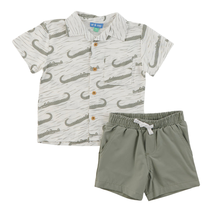 Infant Boys' Printed Short Sleeve Shirt Set, 2-Piece, 12-24 Month