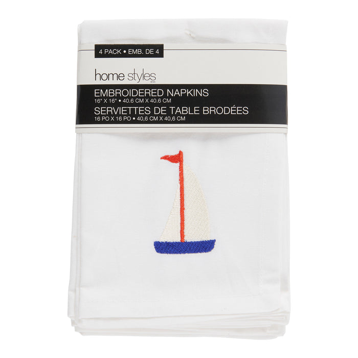 HomeStyles Embroidered Napkins, 16-in x 16-in, 4 Pack