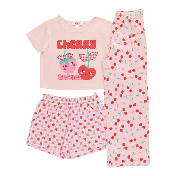 MONKEY BARS Toddler Girls' Short Sleeve Pajama Set, 3-Piece