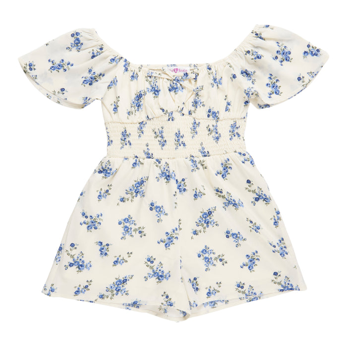 BELLA & BIRDIE Girls' Pool Party Printed Flutter Sleeve Romper