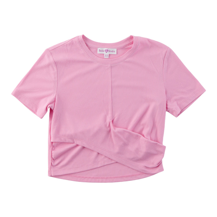 BELLA & BIRDIE Girls' Day Dreamer Wrap Detail Short Sleeve Top
