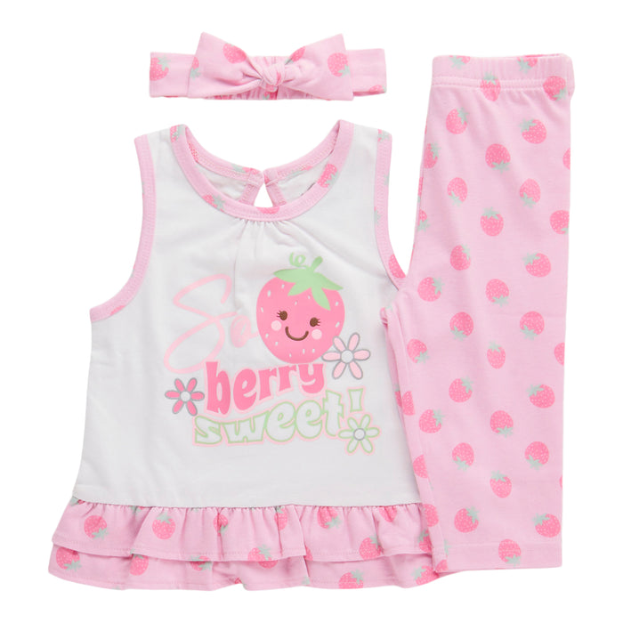 Infant Girls' Printed Capri Set, 3-Piece, 12-24 Month