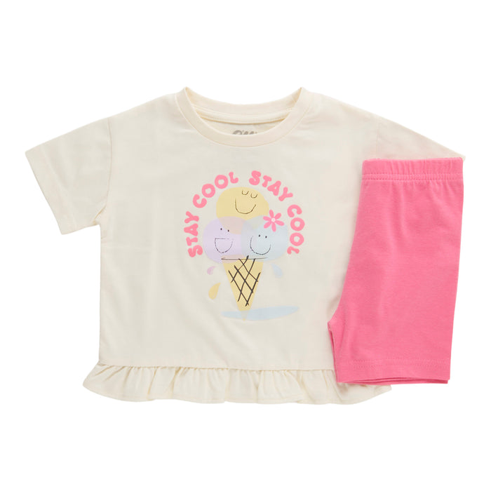 Ensemble chemise imprimée à manches courtes et short pour bébés filles, 2 pièces, 12 à 24 mois
