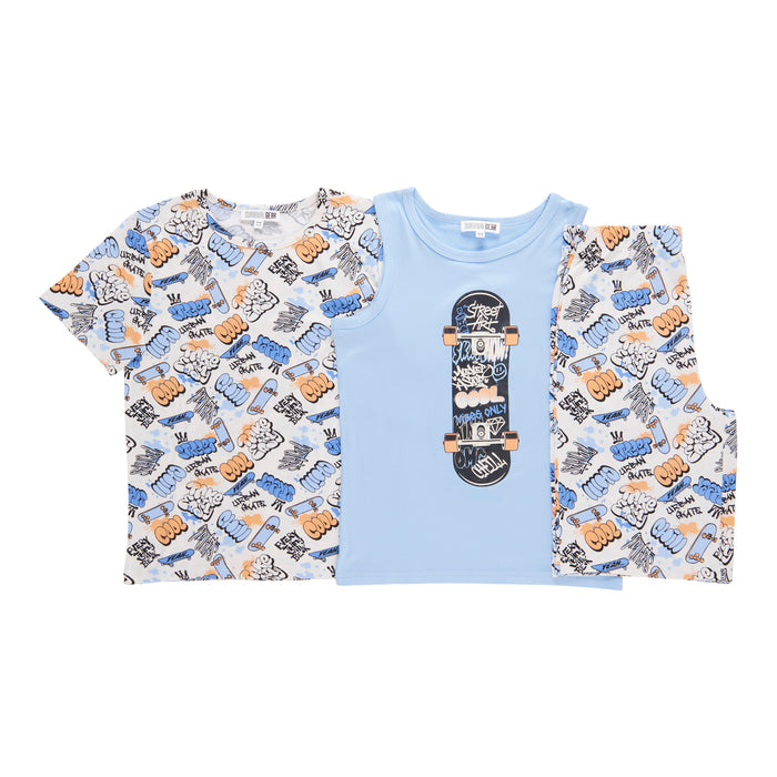SURVIVAL GEAR Boys' Short Sleeve Pajama Set, 3-Piece