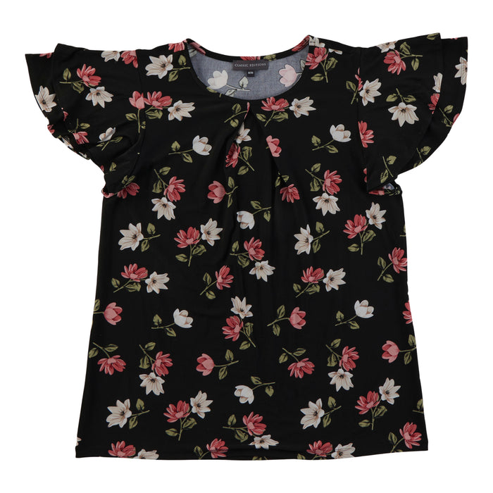 Classic Editions Women's Printed Flutter Sleeve Top