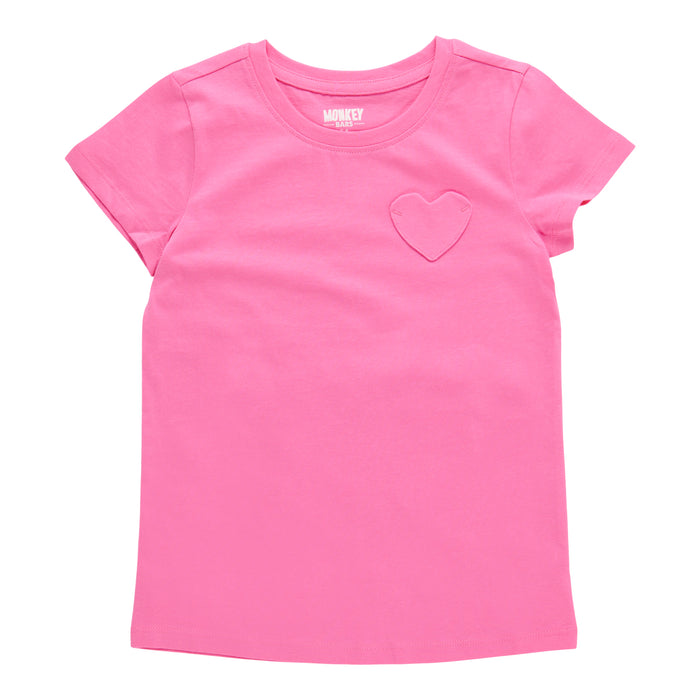 MONKEY BARS Toddler Girls' Day Dreamer Heart Pocket Short Sleeve T-Shirt