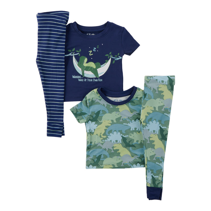 Pyjama imprimé à manches courtes pour bébés garçons - 4 pièces, 12 à 24 mois